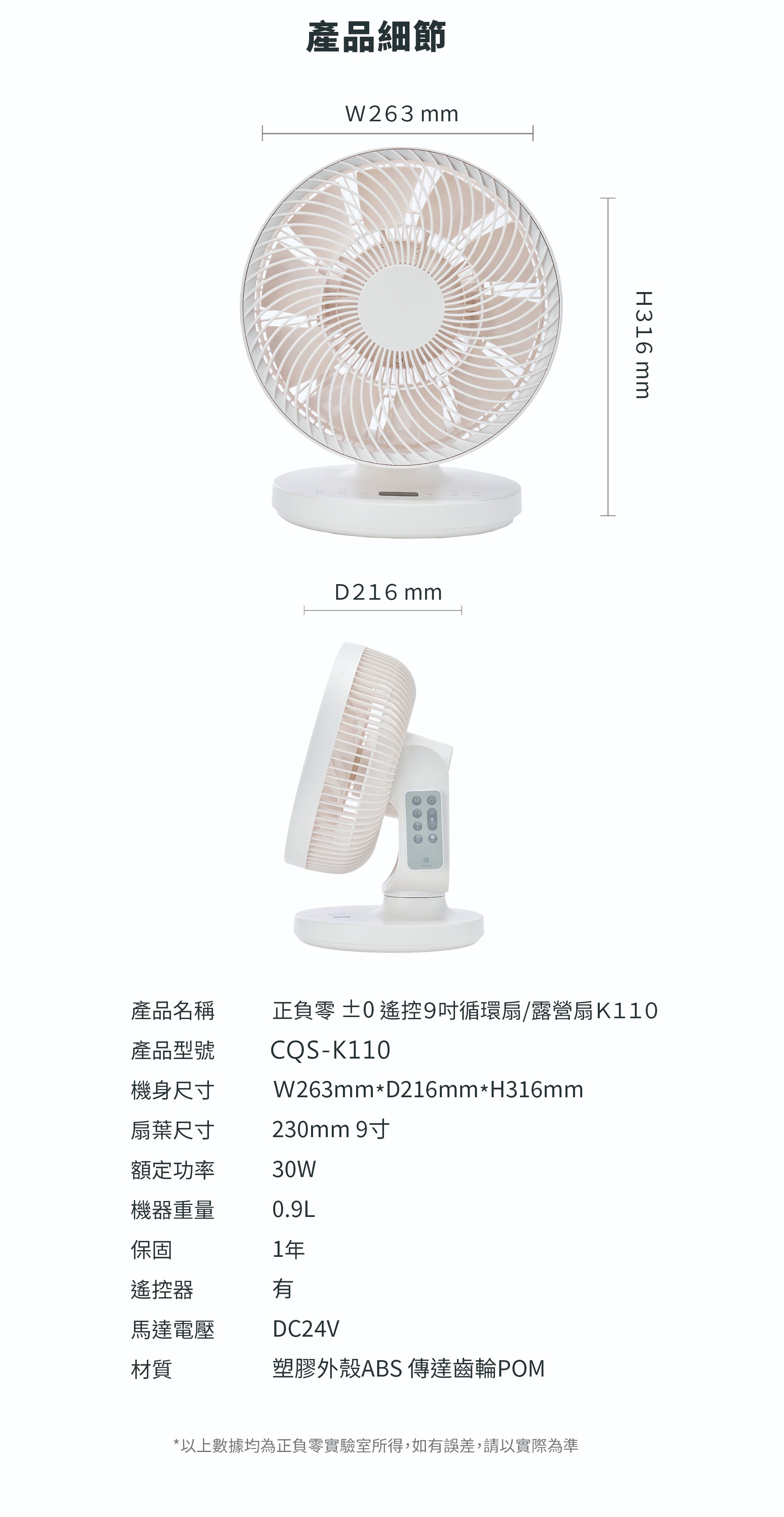 【A級福利品】CQS-K110 循環扇(白色)